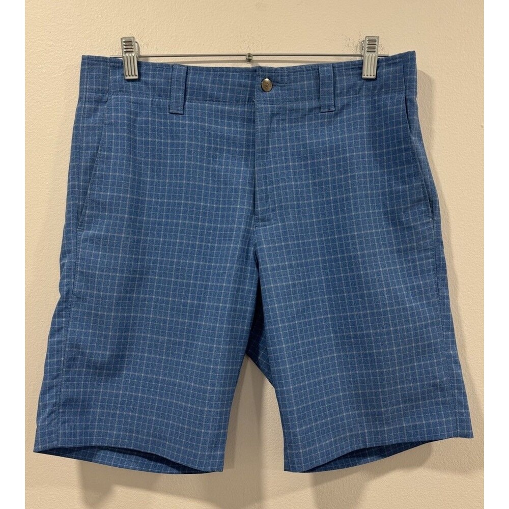 Callaway - 31 Flat Front Comfort Waist Poly Stretch Blue Plaid Pro Golf Shorts